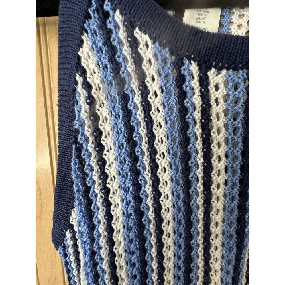 C&C California Summer / Swim Cover Up Knit Dress Size Small Blue White NWT - Picture 3 of 5